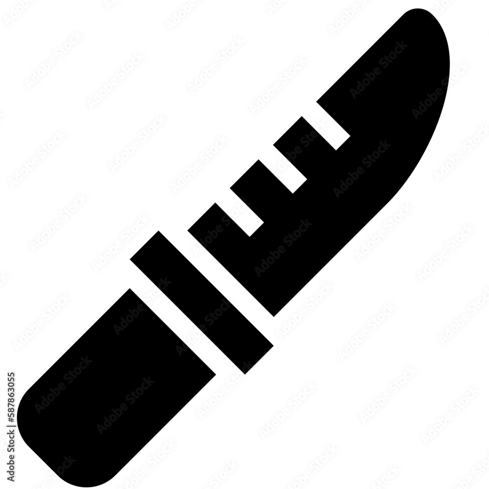 diver knife black solid icon