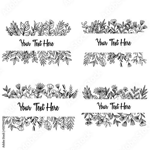 spring flower branch with doodle style on white background