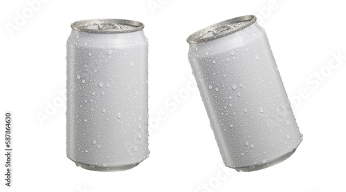 Water can Beer can mockup with water droplets PNG transparent photo
