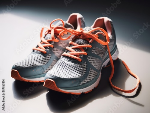 A pair of running shoes on a background