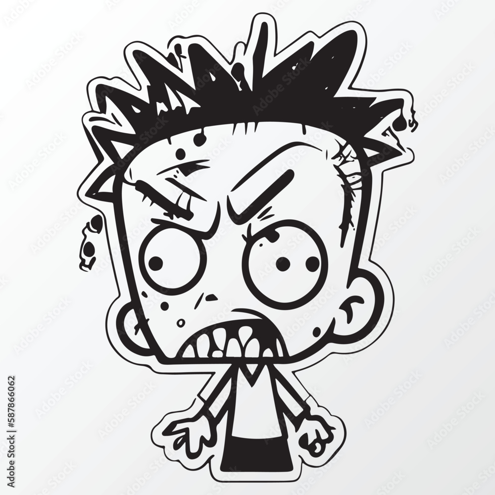 Cartoon zombie character sketch in anime style