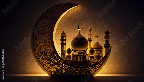 Beautiful Eid mubarak arabic islamic background and banner Design.