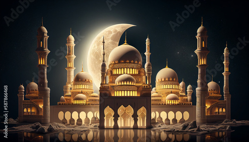 
Beautiful Eid mubarak arabic islamic background and banner Design.