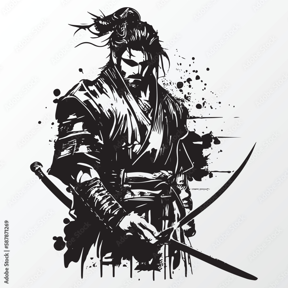 HD wallpaper anime Dark digital art drawing Katana samurai Selective  Coloring  Wallpaper Flare