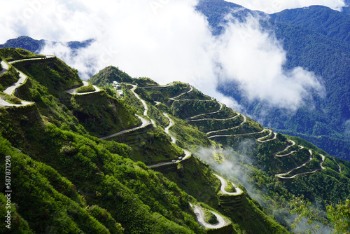 Принти на полотні Amazing View of Old Silk Route Zig Zag Road Landscape in East Sikkim