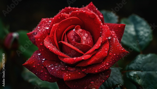 Beauty in nature a wet pink petal generated by AI