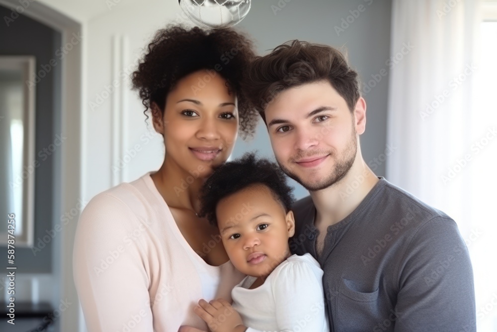 Multiracial family at home created by Generative AI Multiracial family at home created by Generative AI