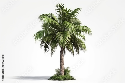 single palm tree on a white background. Generative AI