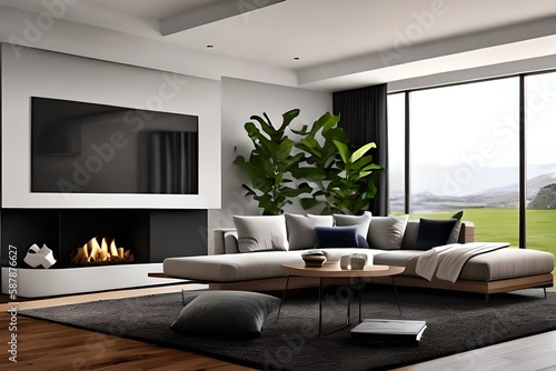interior background of modern and simple living room