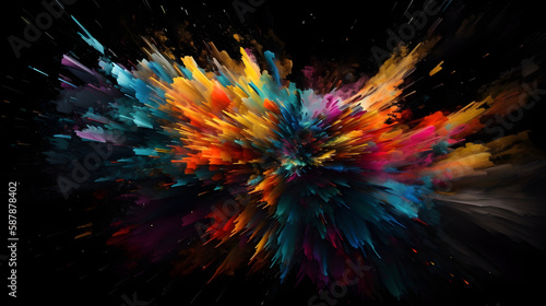 An abstract image of vibrant paint splashes against a dark backdrop  AI Generated