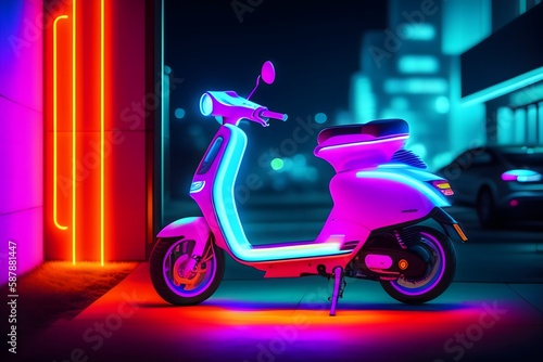 Graphic representation of  Neon-Lit Ride Through The City . Generative AI. 