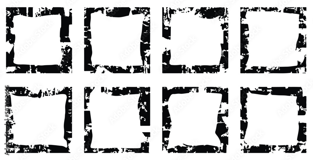 Grunge Frame Set. Squares