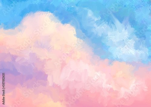 Abstract hand painted cotton candy clouds background