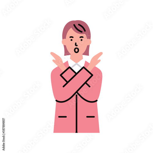 人物_ビジネス03_女性_上半身_手でバツを作る