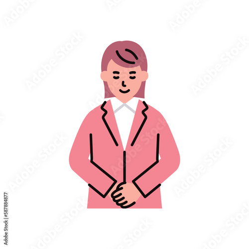 人物_ビジネス03_女性_上半身_お辞儀_手を前に組む