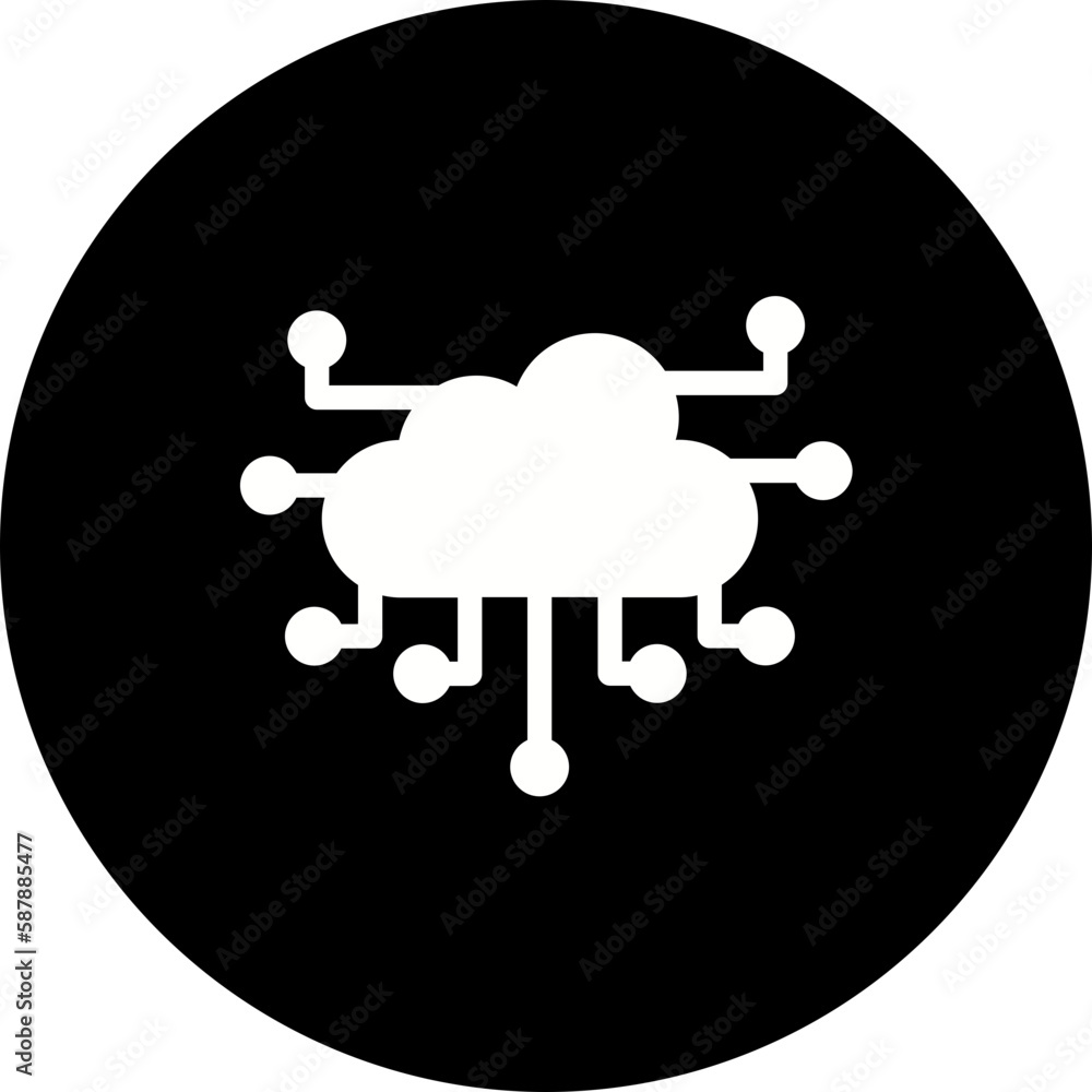 Cloud Computing Glyph Inverted Icon