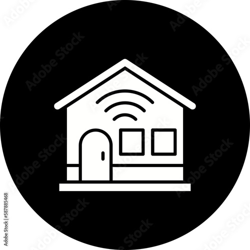Smart House Glyph Inverted Icon