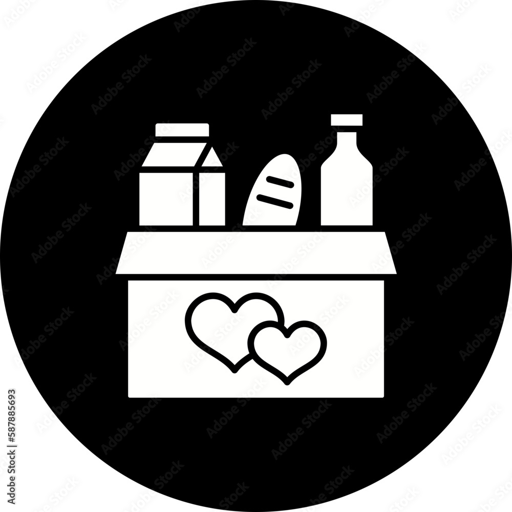 Food Donation Glyph Inverted Icon Food Donation Glyph Inverted Icon