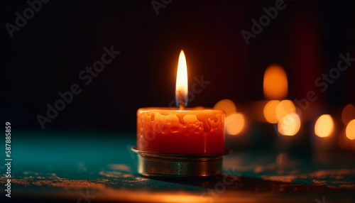 Glowing candle igniting peace  symbol of spirituality generated by AI