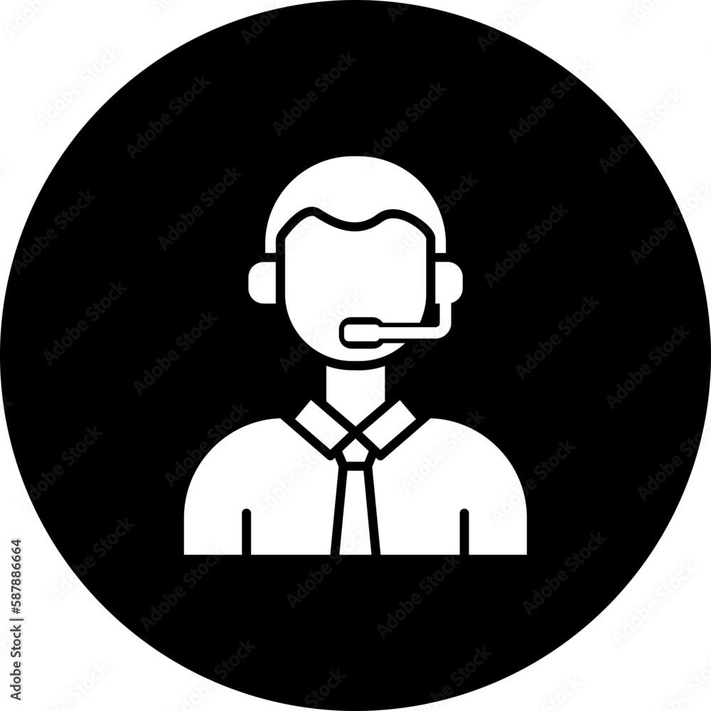 Call Center Agent Glyph Inverted Icon Call Center Agent Glyph Inverted Icon