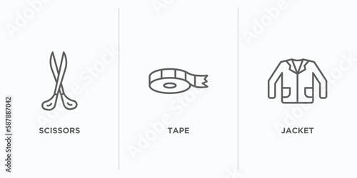 sew collection. thin outline icons set. thin line icons such as scissors, tape, jacket vector. linear icon sheet can be used web and mobile