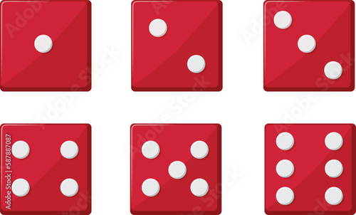 Dice flat vector in all dot set