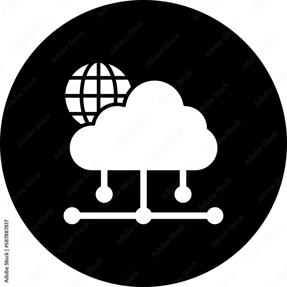 Cloud Network Glyph Inverted Icon Cloud Network Glyph Inverted Icon