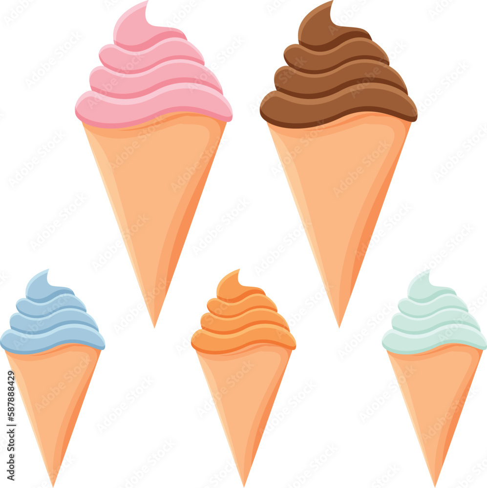 Ice Cream in Five varieties of Taste isolated vector Ice Cream in Five varieties of Taste isolated vector