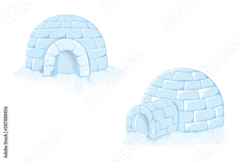 Igloo ice-house in different variations isolated vector