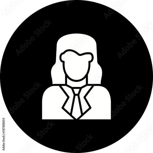 Female Accountant Glyph Inverted Icon