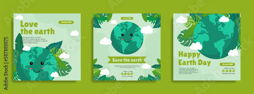 World earth Day social media post template design