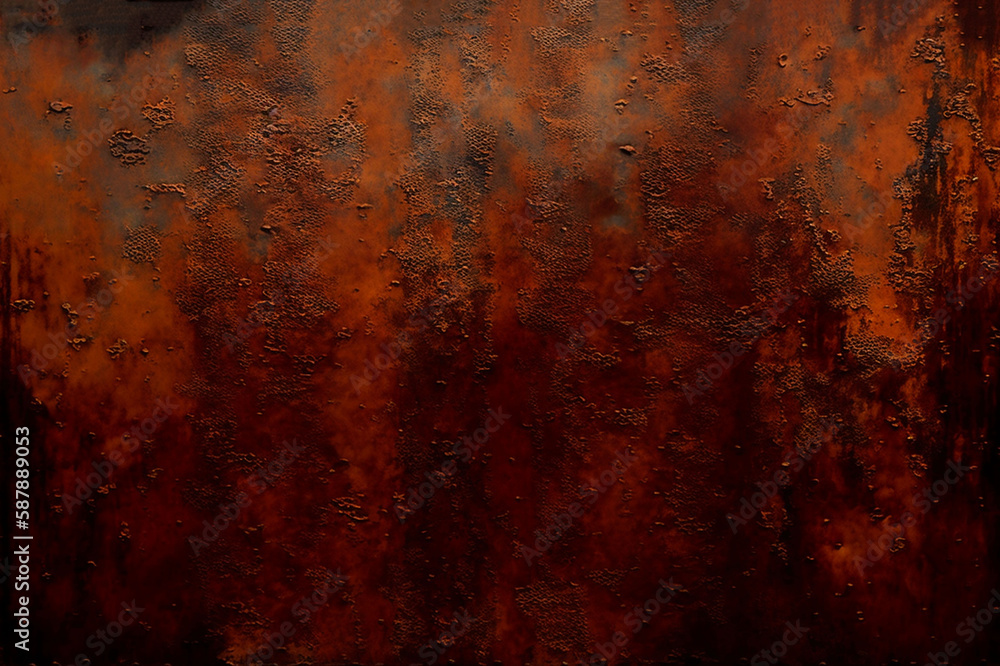 Obraz premium Rusted brown metal plate texture grunge abstract background, industrial style chic, Generative AI