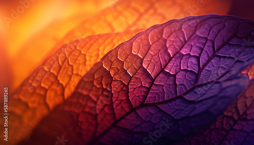 Vibrant autumn leaf shows nature organic beauty generated by AI