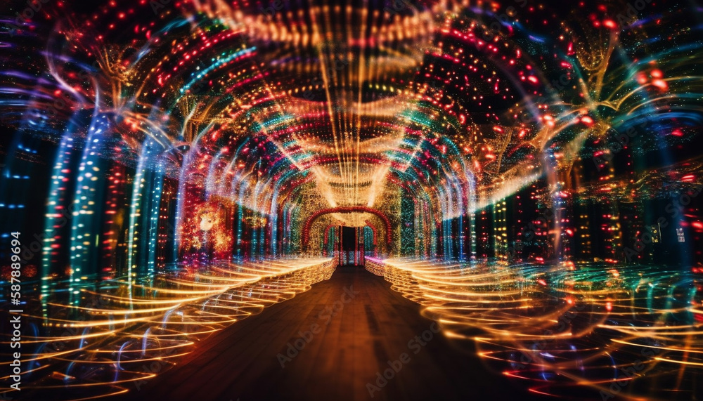 Glowing abstract circle igniting vibrant city life generated by AI Glowing abstract circle igniting vibrant city life generated by AI