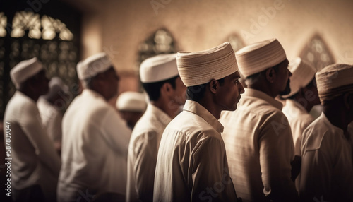 Men in turbans standing, praying to God generated by AI