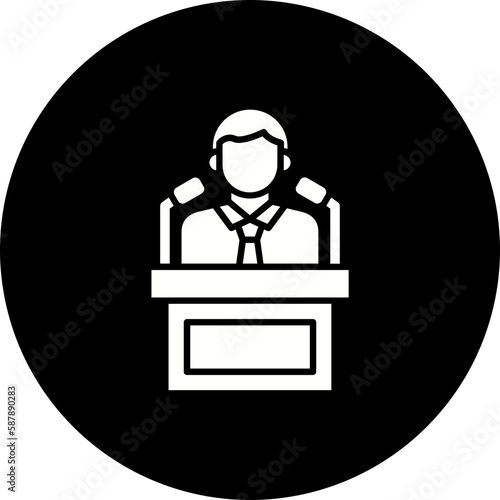Politician Glyph Inverted Icon