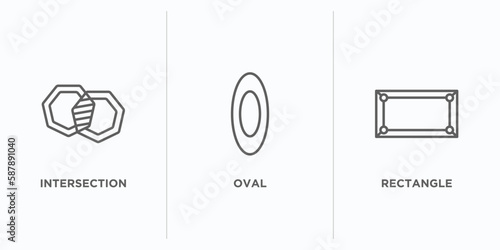 geometric figure outline icons set. thin line icons such as intersection, oval, rectangle vector. linear icon sheet can be used web and mobile