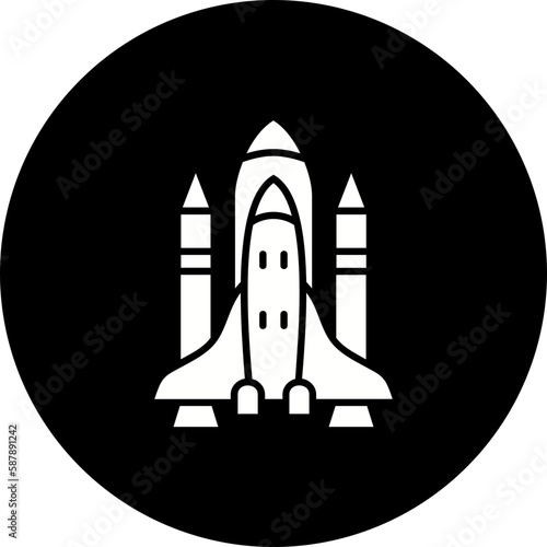 Space Shuttle Glyph Inverted Icon