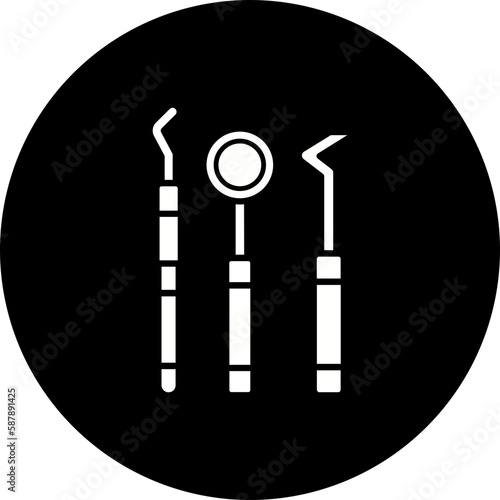 Dentist Tools Glyph Inverted Icon