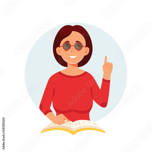 World braille day, women vector illustration