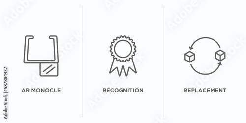 artificial intellegence outline icons set. thin line icons such as ar monocle, recognition, replacement vector. linear icon sheet can be used web and mobile