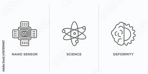 artificial intellegence outline icons set. thin line icons such as nano sensor, science, deformity vector. linear icon sheet can be used web and mobile