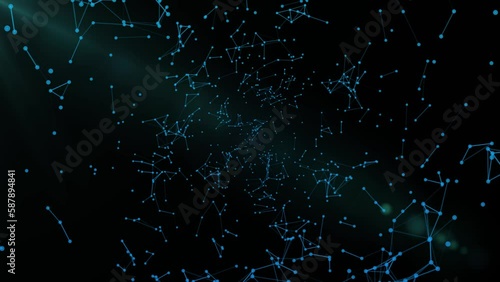 Plexus 3d animation with joint and point of conection. Abstract background of a network with polygonal connection. Inernet Data connection concept for abstract backdrop
