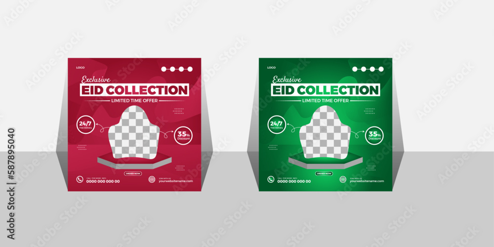 Fototapeta premium Brand new exclusive bag collection sale Eid Special Discount social media post banner template