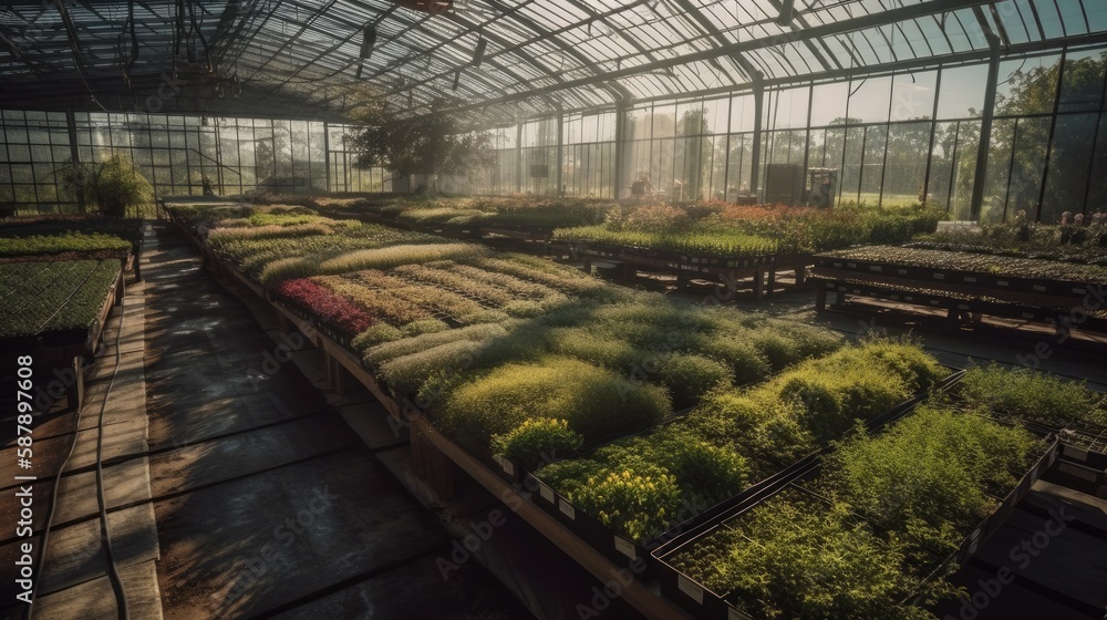 This is an image of a manufacturing facility that incorporates botanic, generative, and artificial intelligence (AI) technologies. This is an image of a manufacturing facility that incorporates botanic, generative, and artificial intelligence (AI) technologies.
