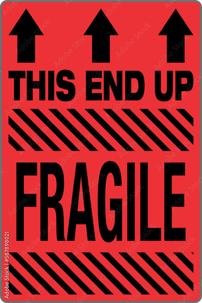 Shipping Pictorial Symbol Icon Labels Sticker Fragile This End Up Dark Orange Stock Vector