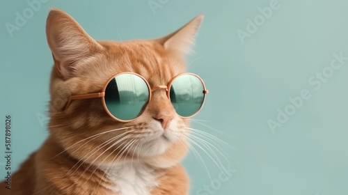 This closeup portrait captures the fun and quirky personality of an American Shorthair cat wearing glasses.