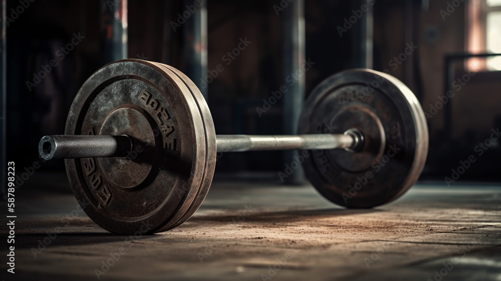 Barbell for fitness training in the gym Generated AI Barbell for fitness training in the gym Generated AI