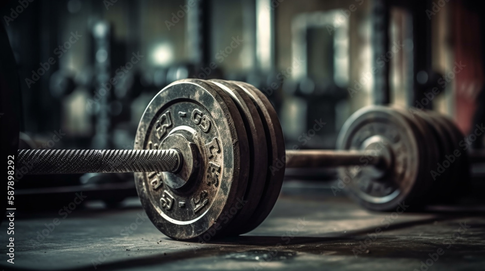 Barbell for fitness training in the gym Generated AI