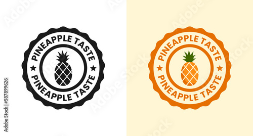 Pineapple taste label vector or Pineapple taste sticker vector isolated in flat style. The best Pineapple taste label for product packaging element. Pineapple taste sign for product packaging design.